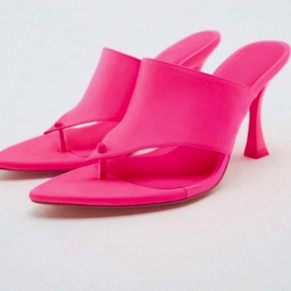 ZARA Satin Effect Sandals Pink